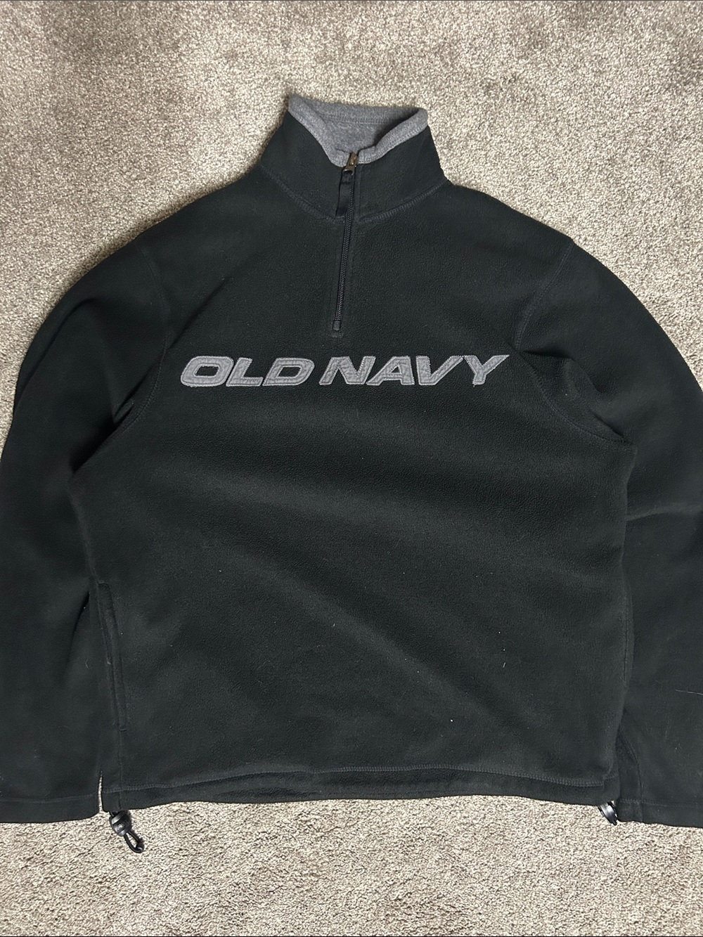 Y2K Old Navy Logo Fleece Jacket Black Grey